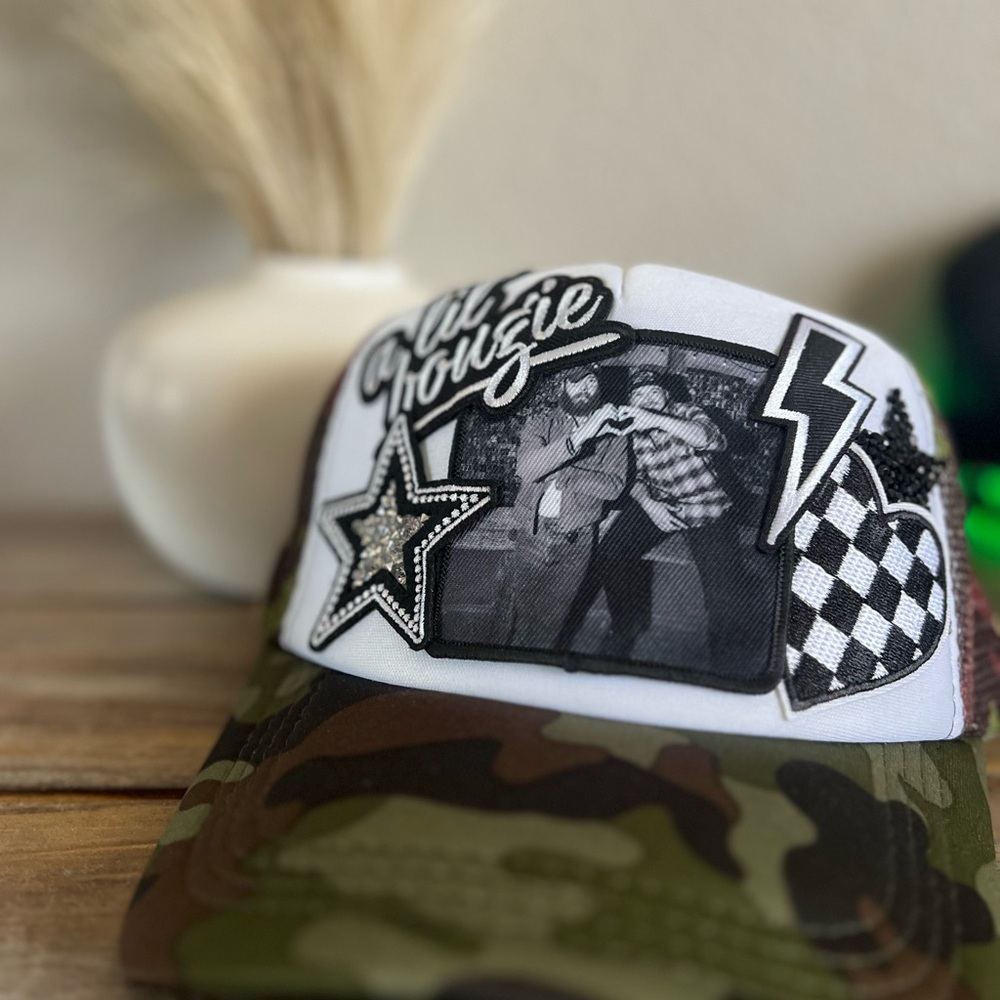 Camouflage Trucker Hat with Graphic Patches